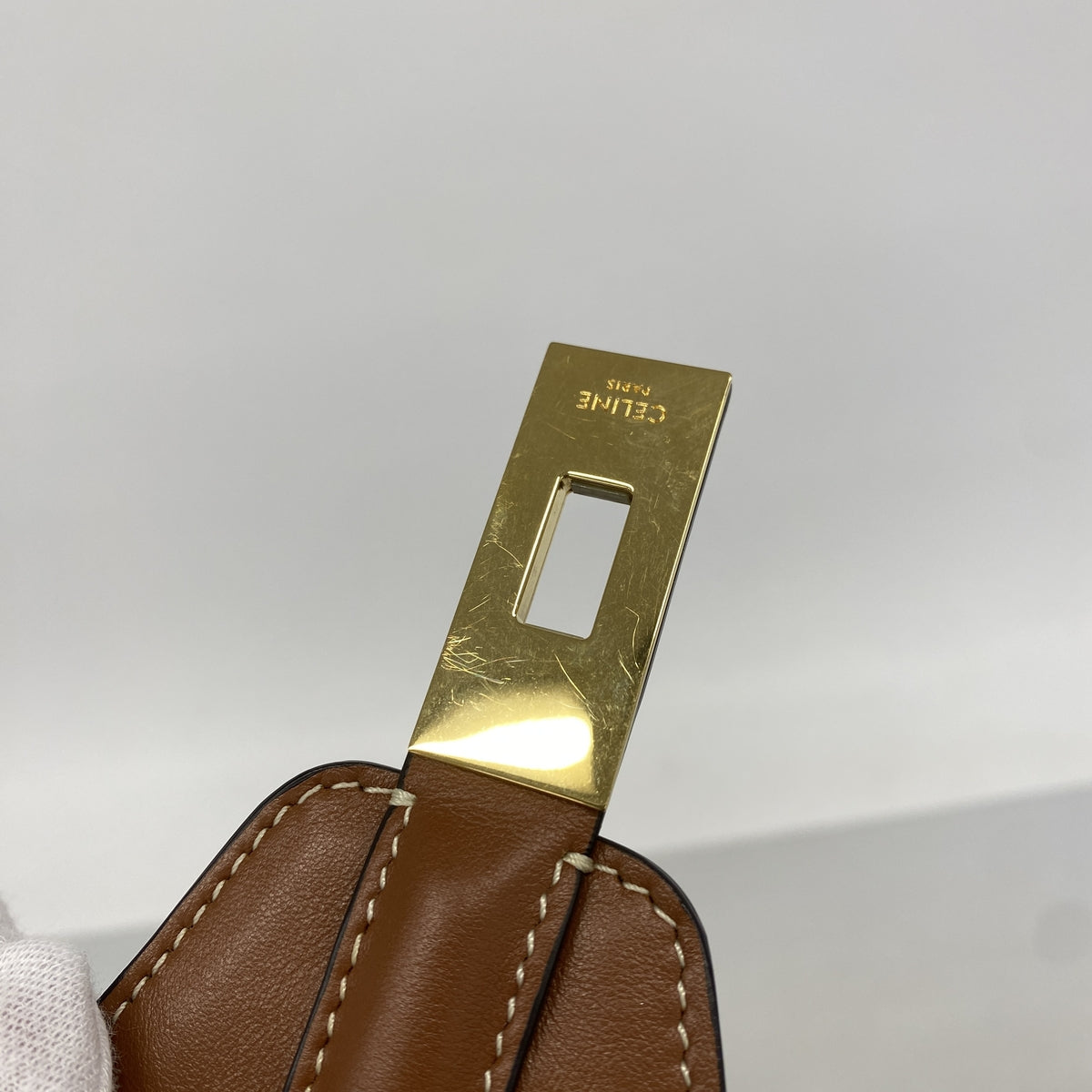 【6hd3950】セリーヌ ショルダーバッグ セーズ レザー ブラウン ゴールド金具【中古】レディース