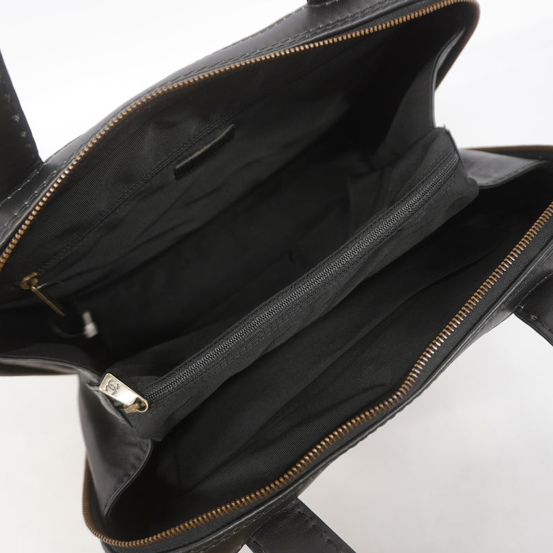 【6hd3967】シャネル トートバッグ ワイルドステッチ レザー ブラック ゴールド金具【中古】レディース