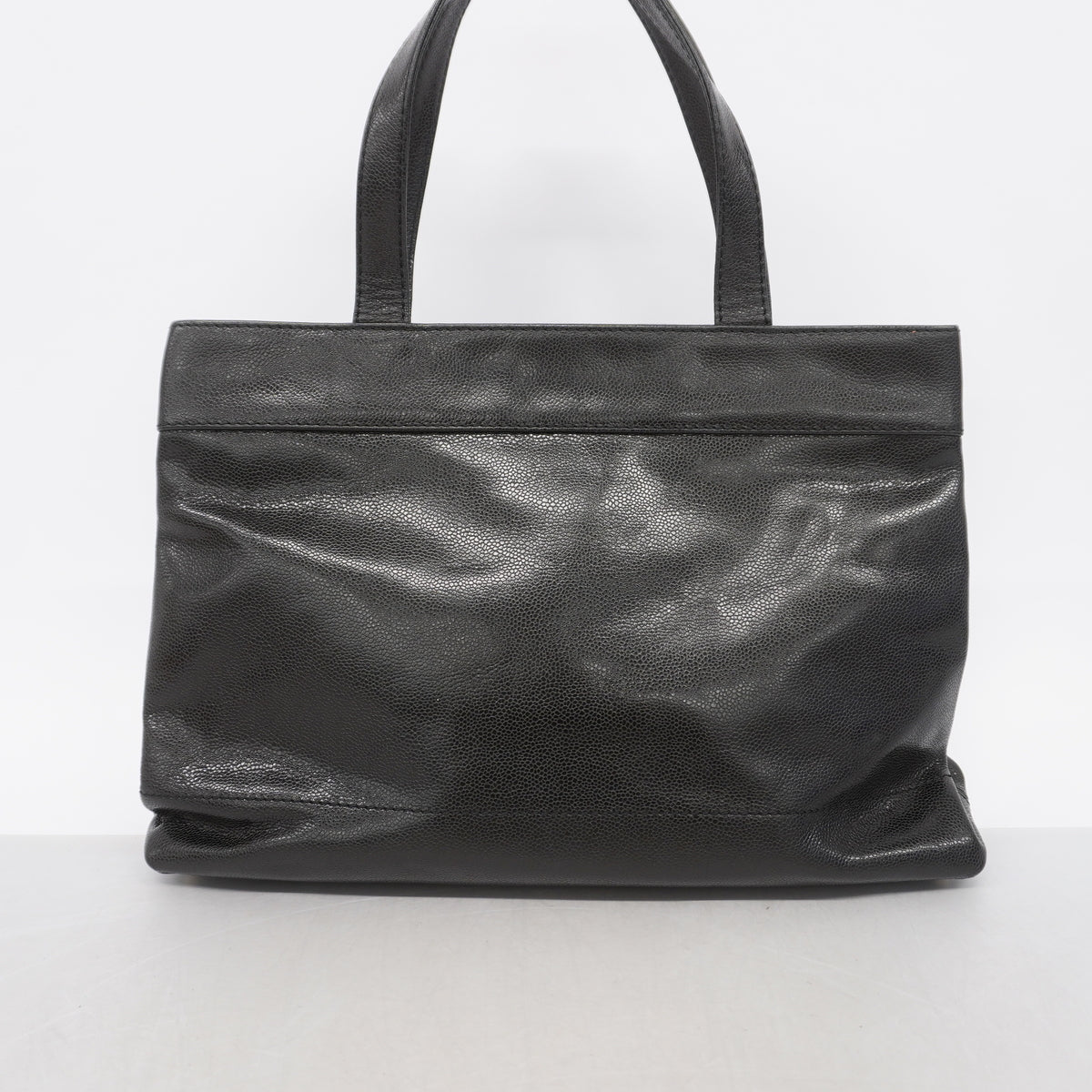 【6hd3975】シャネル トートバッグ キャビアスキン ブラック ゴールド金具【中古】レディース