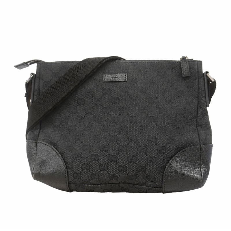 【6hd4012-k】グッチ ショルダーバッグ GGキャンバス 114273 キャンバス ブラック シルバー金具【中古】レディース