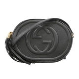 【6hd4013-k】グッチ ショルダーバッグ ソーホー 747779 レザー ブラック シャンパンゴールド金具【中古】レディース