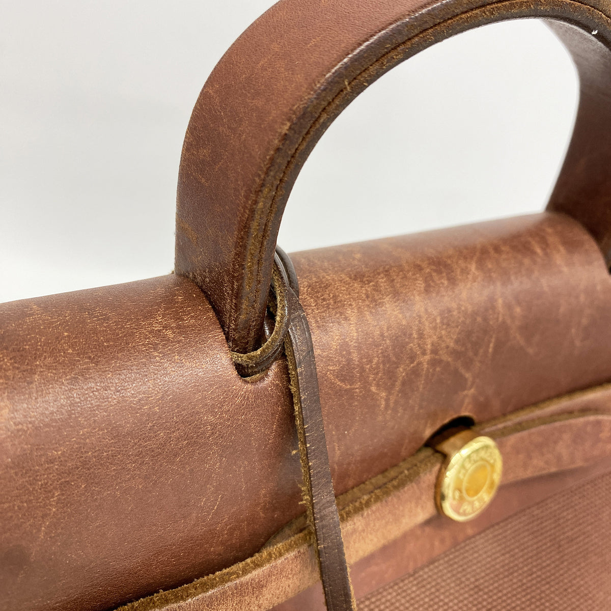 【6hd4024】エルメス リュック・デイパック エールバッグアドPM トワルオフィシエ ブラウン ゴールド金具 □E刻印【中古】レディース