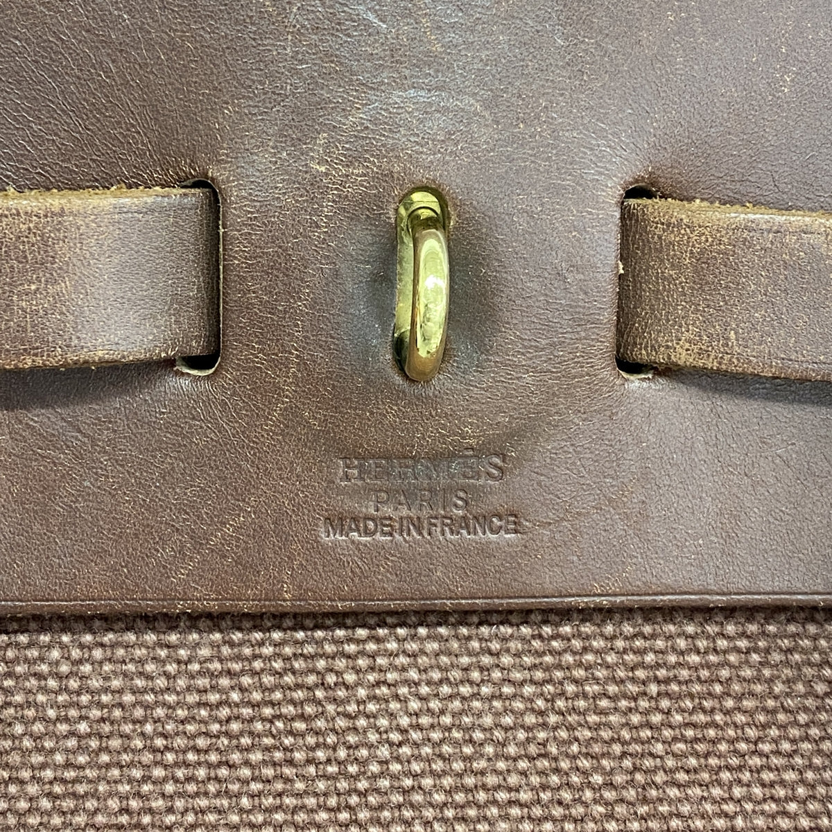 【6hd4024】エルメス リュック・デイパック エールバッグアドPM トワルオフィシエ ブラウン ゴールド金具 □E刻印【中古】レディース