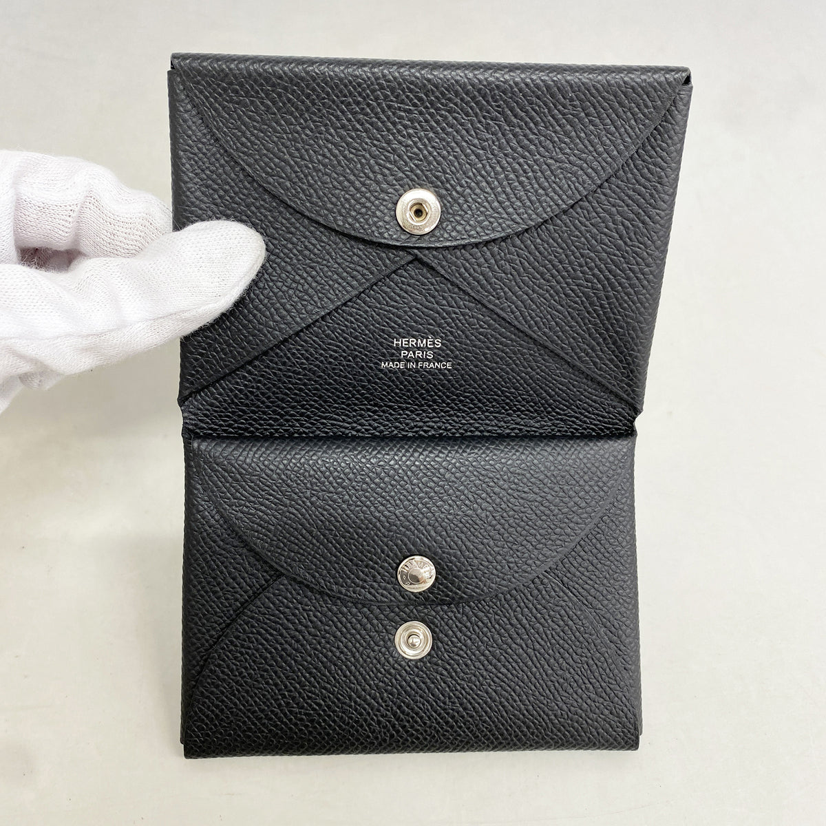 【6hd4033】エルメス コインケース カルヴィデュオ ヴォーエプソン ブラック シルバー金具 W刻印【中古】メンズ レディース ユニセックス