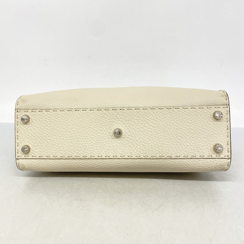 【6hd4067】フェンディ ハンドバッグ セレリア ピーカブー レザー ベージュ シルバー金具 2wayバッグ【中古】レディース