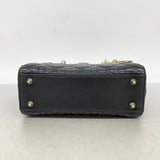 【6hd4069】クリスチャンディオール ハンドバッグ カナージュ レディディオール レザー ブラック シャンパンゴールド金具 2wayバッグ【中古】レディース