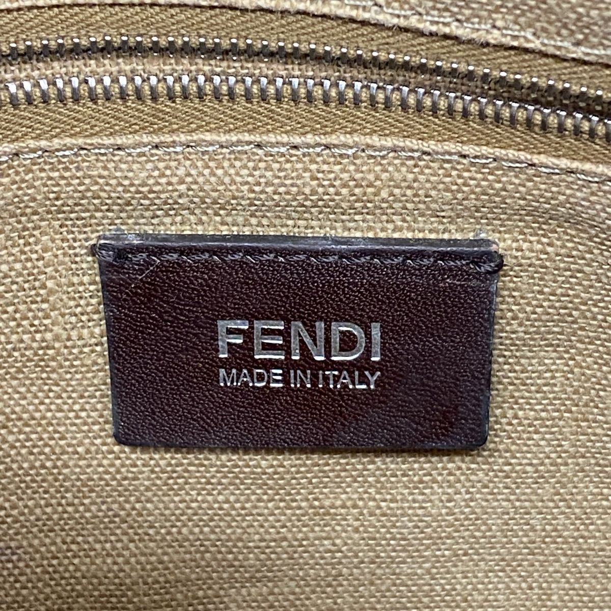 【6hd4082】フェンディ ショルダーバッグ ズッカ セレリア ナイロンキャンバス レザー ブラウン シルバー金具【中古】レディース
