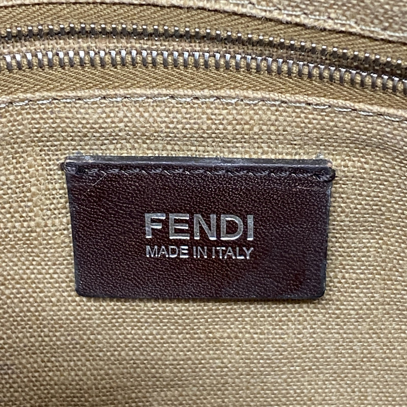 【6hd4082】フェンディ ショルダーバッグ ズッカ セレリア ナイロンキャンバス レザー ブラウン シルバー金具【中古】レディース