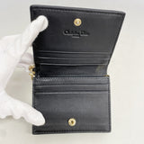 【6hd4088】クリスチャンディオール 財布 カナージュ レザー ブラック シャンパンゴールド金具【中古】レディース
