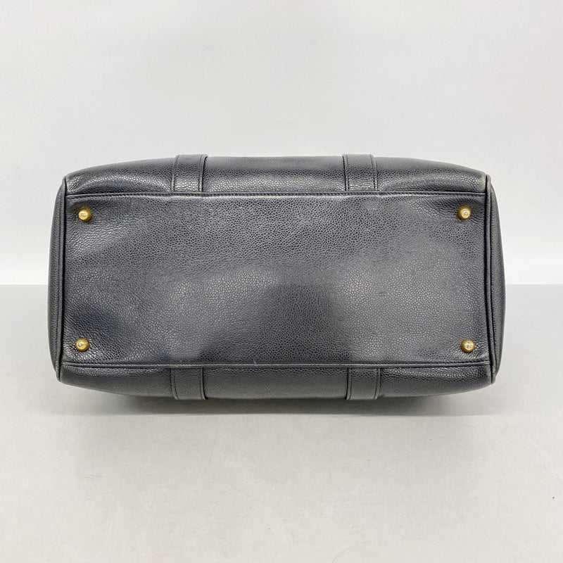 【6hd4092-k】シャネル ボストンバッグ キャビアスキン ブラック ゴールド金具【中古】レディース