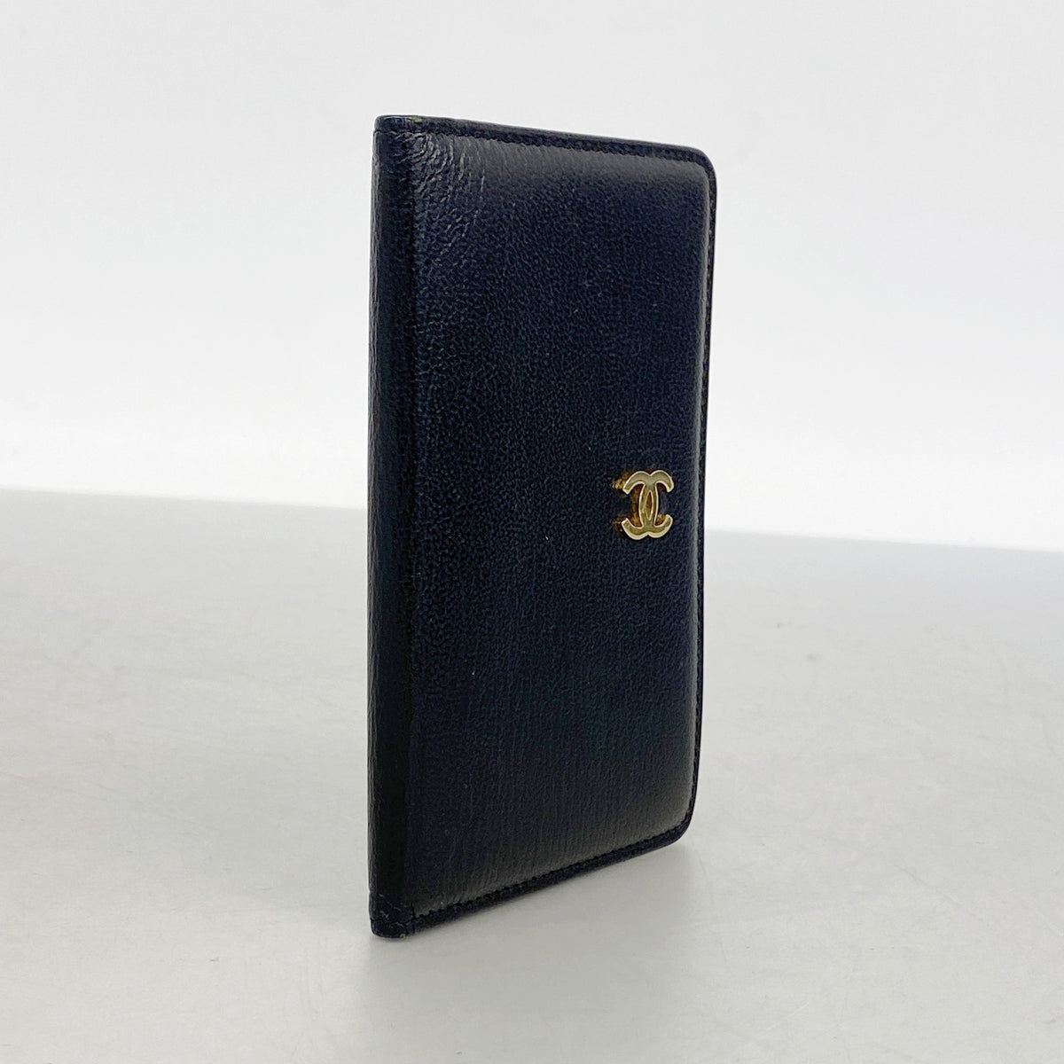 【6hd4097-k】シャネル 手帳カバー レザー ブラック ゴールド金具【中古】レディース
