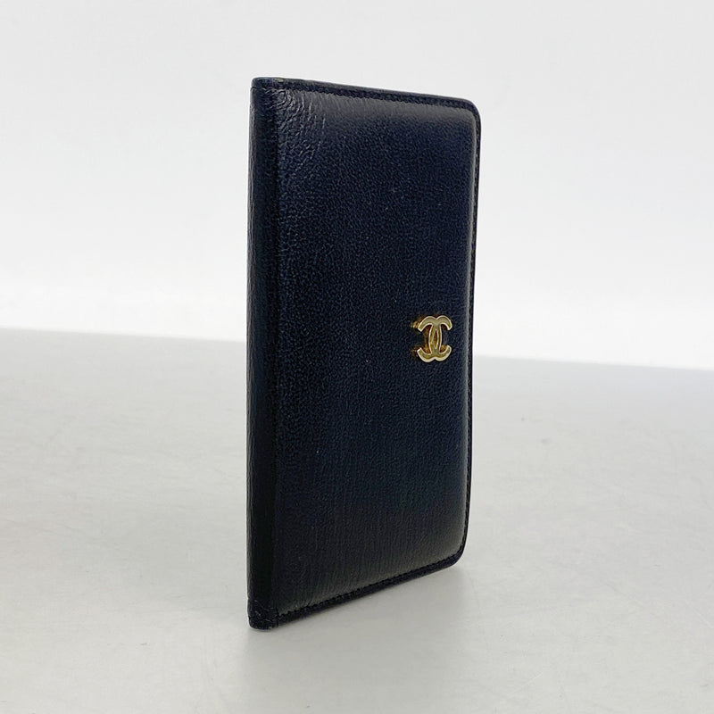 【6hd4097-k】シャネル 手帳カバー レザー ブラック ゴールド金具【中古】レディース