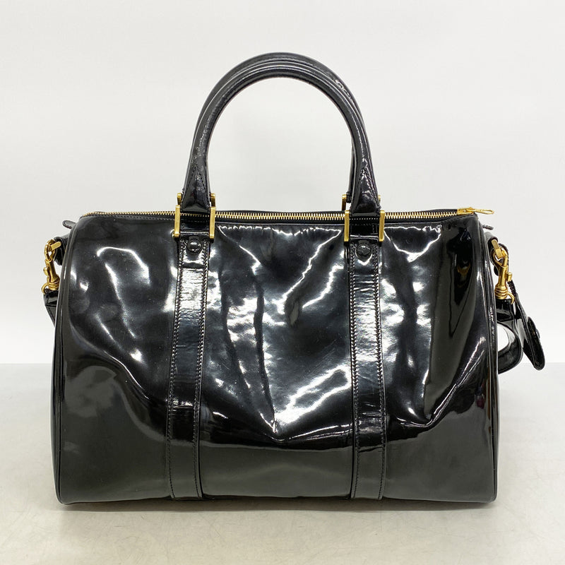 【6hd4101-k】シャネル ハンドバッグ パテントレザー ブラック ゴールド金具 2wayバッグ【中古】レディース
