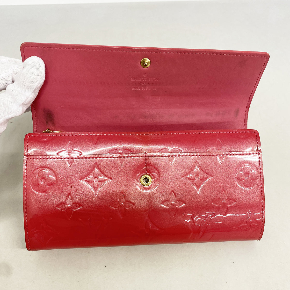 【6hd4115-k】ルイヴィトン 長財布 ヴェルニ ポルトフォイユサラ M9140F フランボワーズ【中古】レディース