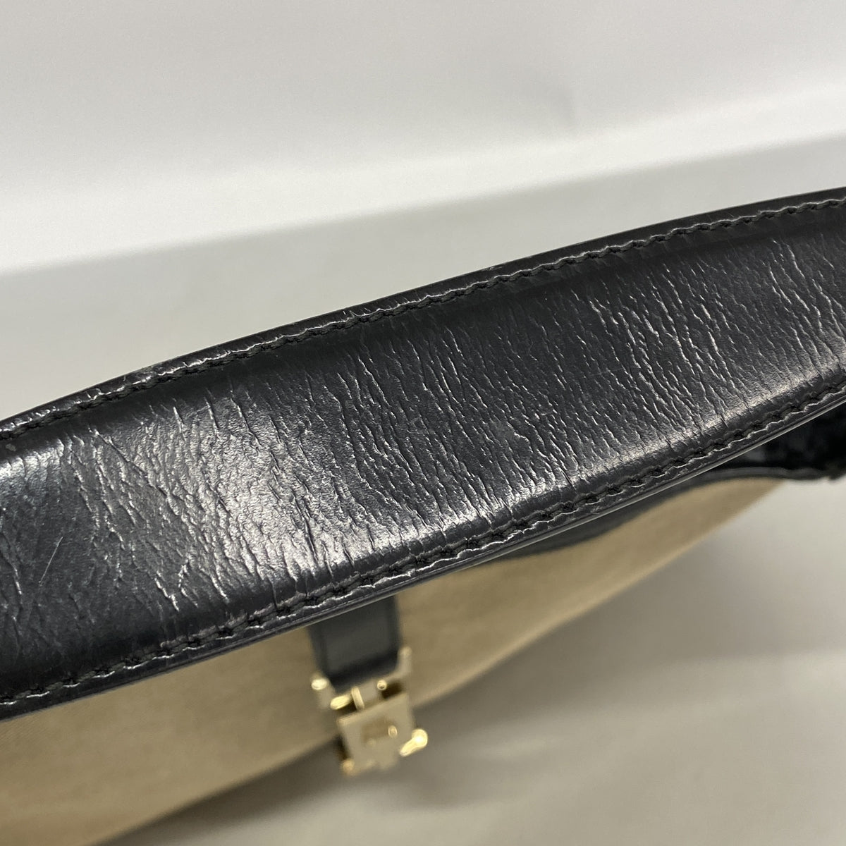 【6hd4131-k】グッチ ショルダーバッグ ジャッキー 001 3306 キャンバス ブラウン ブラック ゴールド金具【中古】レディース