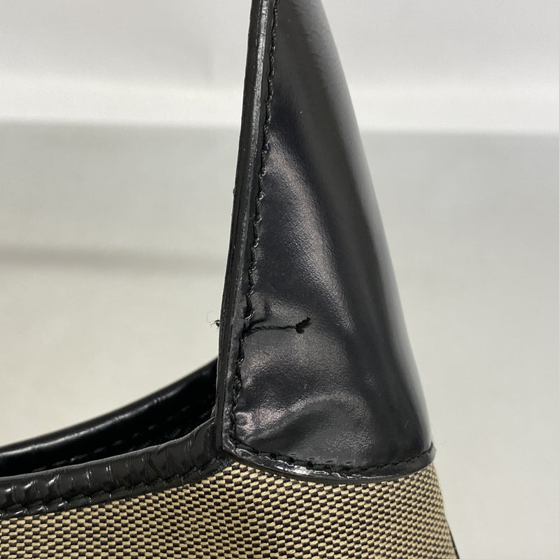 【6hd4131-k】グッチ ショルダーバッグ ジャッキー 001 3306 キャンバス ブラウン ブラック ゴールド金具【中古】レディース