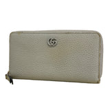 【6hd4134-k】グッチ 長財布 GGマーモント 456117 レザー グレー シルバー金具【中古】レディース