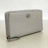 【6hd4134-k】グッチ 長財布 GGマーモント 456117 レザー グレー シルバー金具【中古】レディース