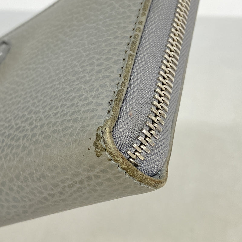 【6hd4134-k】グッチ 長財布 GGマーモント 456117 レザー グレー シルバー金具【中古】レディース