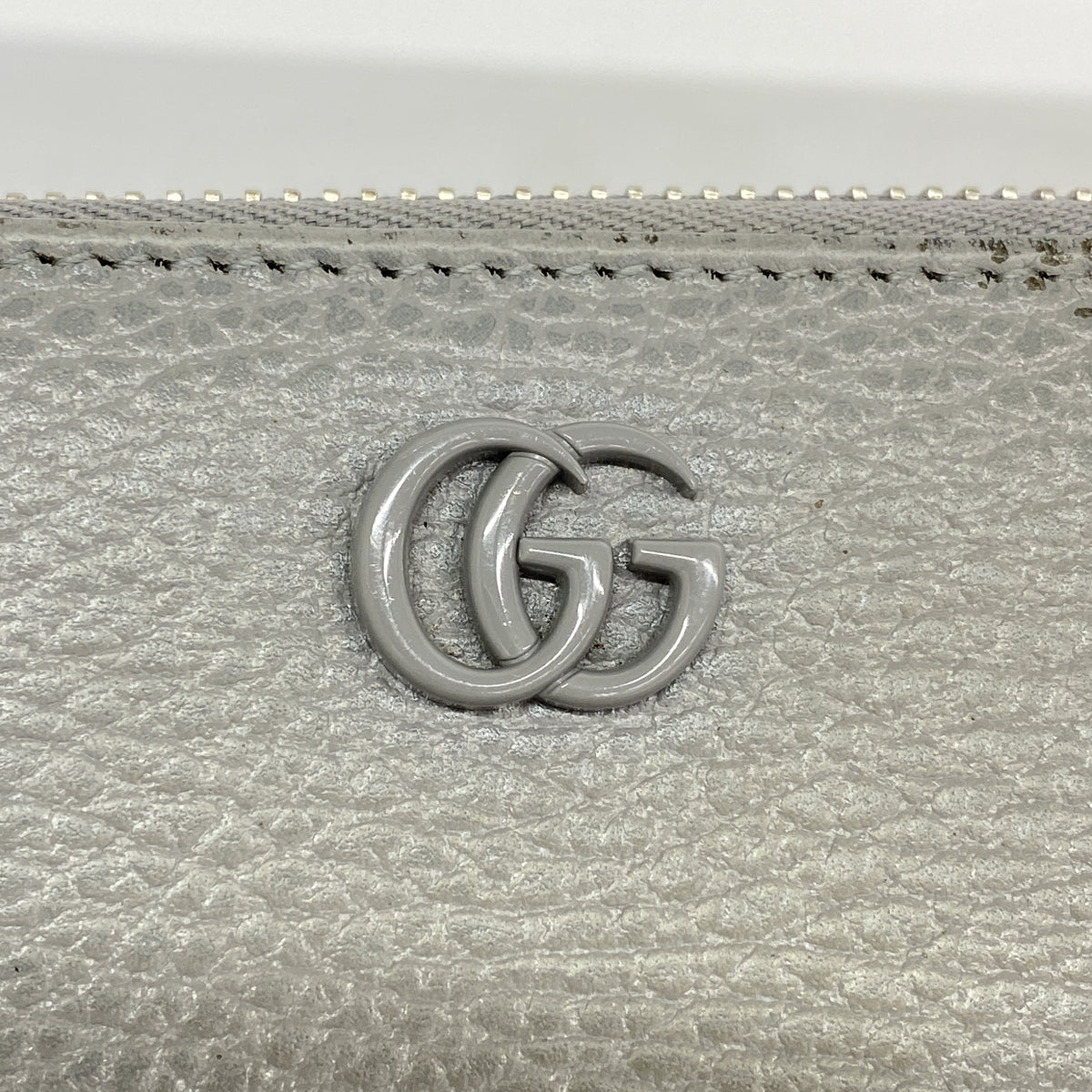 【6hd4134-k】グッチ 長財布 GGマーモント 456117 レザー グレー シルバー金具【中古】レディース