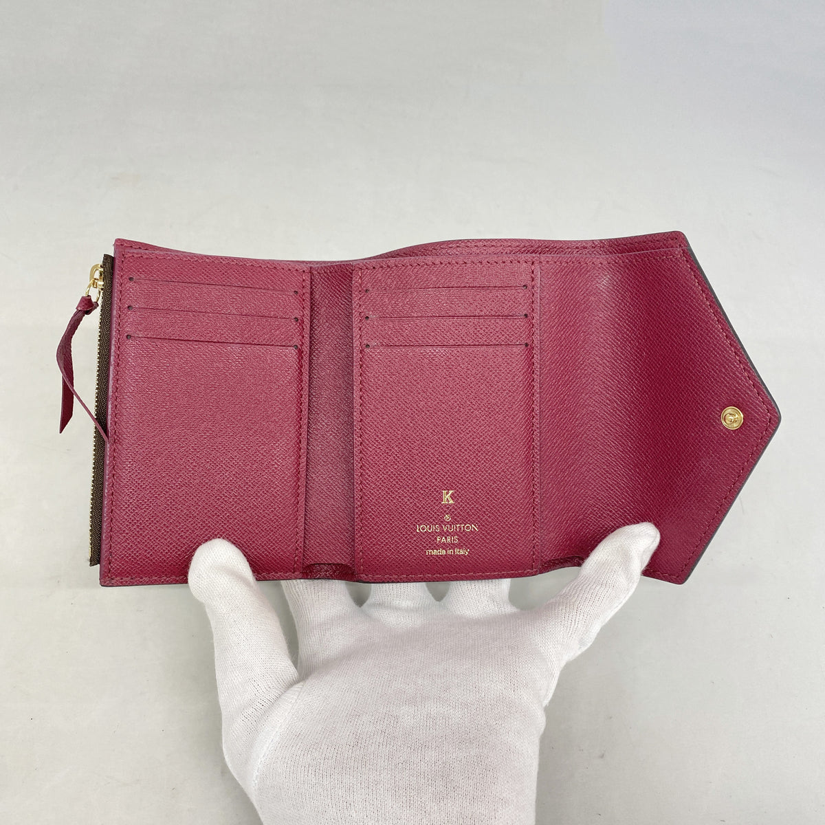 【6hd4168】ルイヴィトン 三つ折り財布 モノグラム ポルトフォイユヴィクトリーヌ M41938 フューシャ【中古】レディース