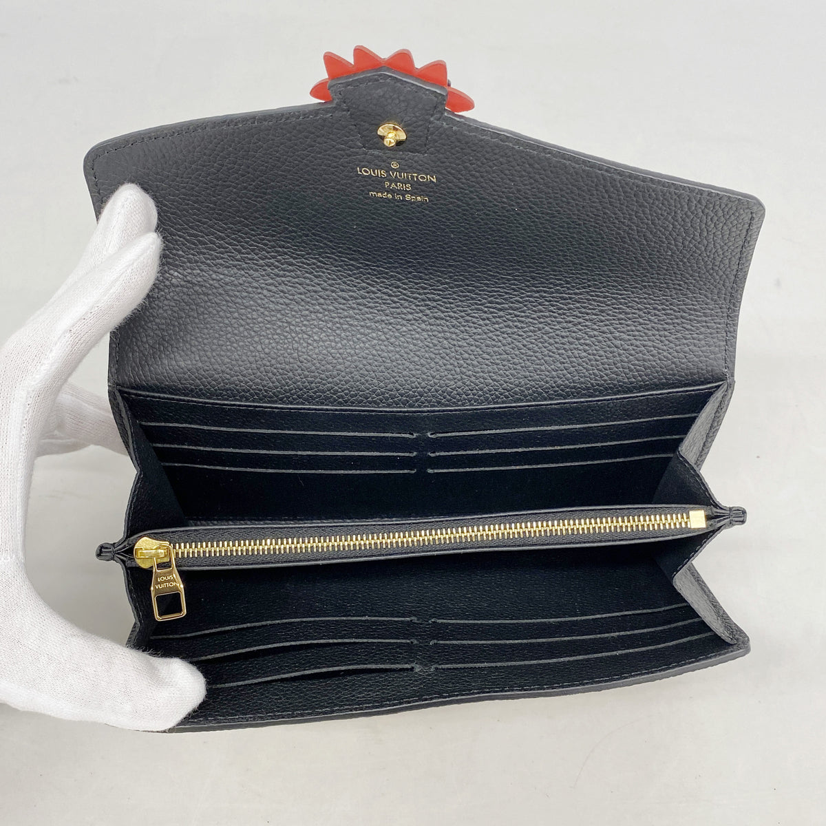 【6hd4183-k】ルイヴィトン 長財布 モノグラム・アンプラント バイカラー ポルトフォイユサラ/LVクラフティ M69514 ブラック クリーム【中古】レディース