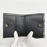 【6hd4187】クリスチャンディオール 三つ折り財布 サドル キャンバス ブラック ベージュ シルバー金具【中古】レディース