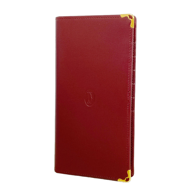 【6hd4188】カルティエ 長財布 マスト レザー ボルドー ゴールド金具【中古】メンズ
