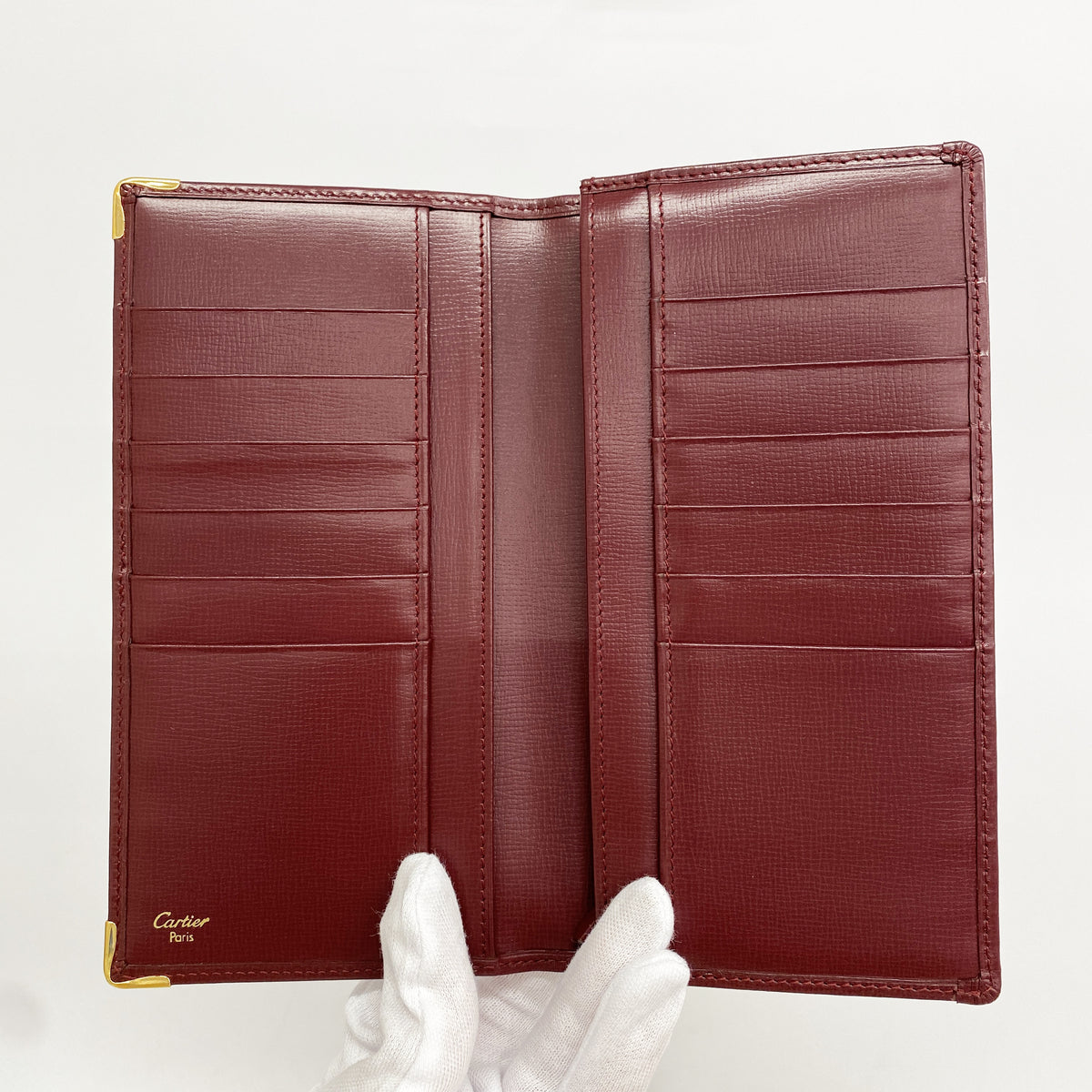 【6hd4188】カルティエ 長財布 マスト レザー ボルドー ゴールド金具【中古】メンズ