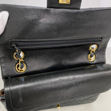 【6hd4202】シャネル ショルダーバッグ マトラッセ Wフラップ Wチェーン ラムスキン ブラック ゴールド金具【中古】レディース