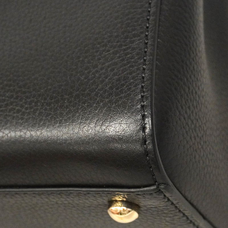 【6hd4211】シャネル ハンドバッグ ネオエグゼクティブ レザー ブラック シャンパンゴールド金具 2wayバッグ【中古】レディース