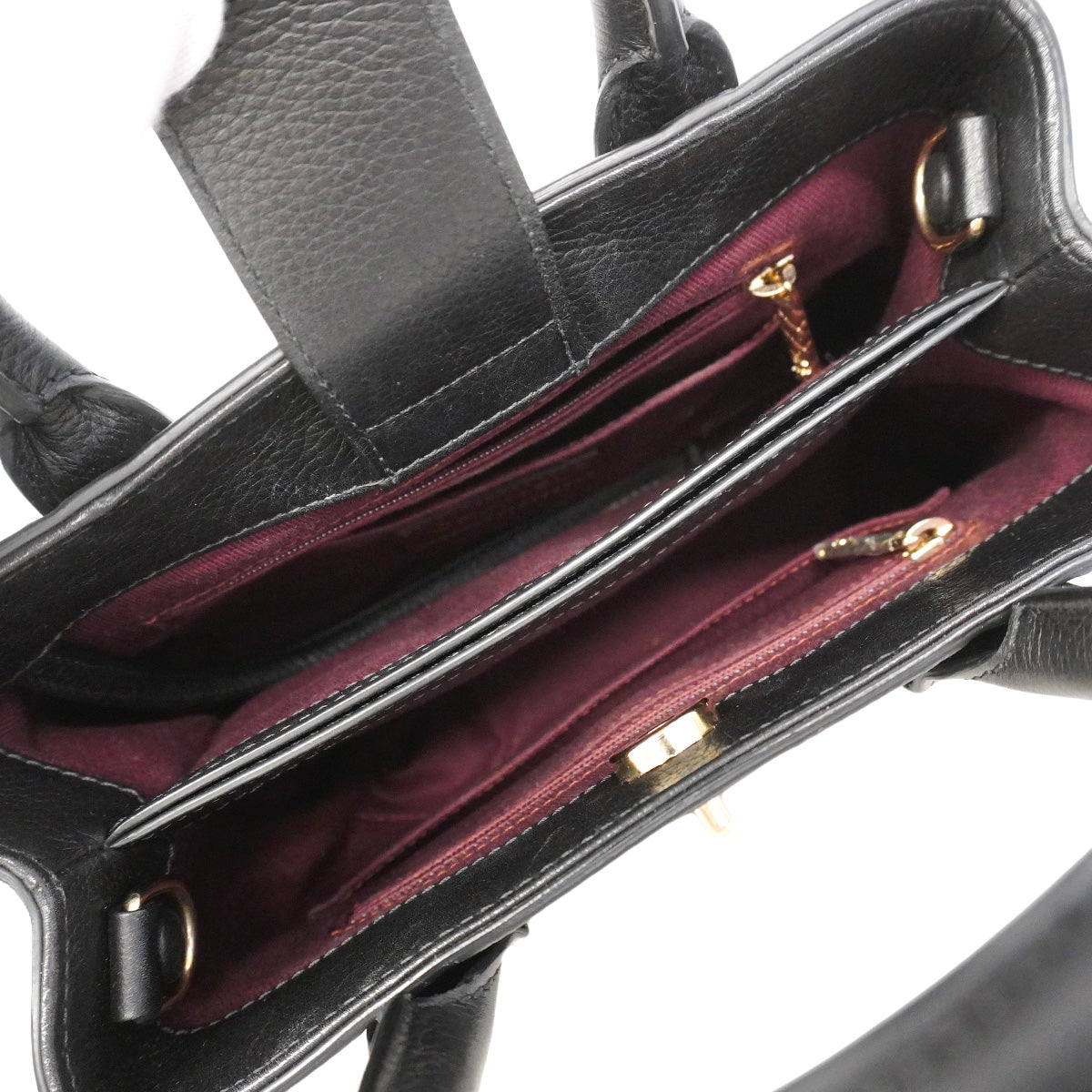 【6hd4211】シャネル ハンドバッグ ネオエグゼクティブ レザー ブラック シャンパンゴールド金具 2wayバッグ【中古】レディース