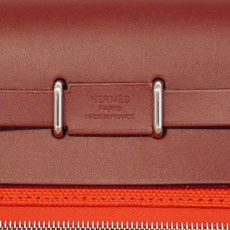 【6hd4228】エルメス ショルダーバッグ エールバッグジップPM トワルミリタリー ルージュラデュー シルバー金具 K刻印【中古】レディース