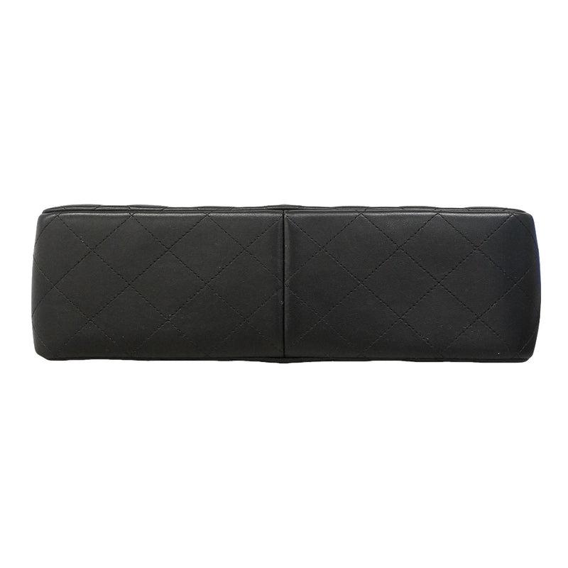 【6hd4232】シャネル ショルダーバッグ デカマトラッセ Wフラップ Wチェーン ラムスキン ブラック ゴールド金具【中古】レディース