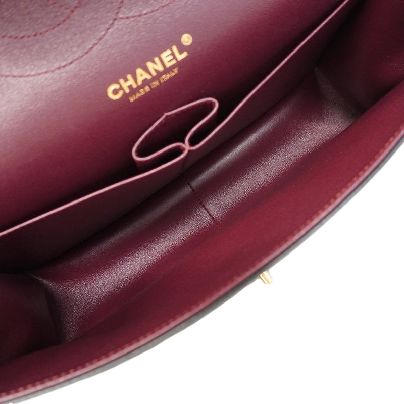 【6hd4232】シャネル ショルダーバッグ デカマトラッセ Wフラップ Wチェーン ラムスキン ブラック ゴールド金具【中古】レディース