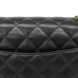 【6hd4232】シャネル ショルダーバッグ デカマトラッセ Wフラップ Wチェーン ラムスキン ブラック ゴールド金具【中古】レディース