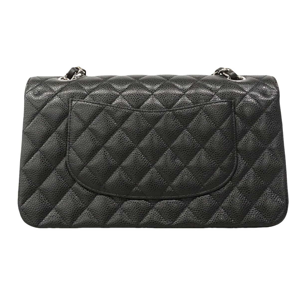 【6hd4234】シャネル ショルダーバッグ マトラッセ Wフラップ Wチェーン キャビアスキン ブラック シルバー金具【中古】レディース