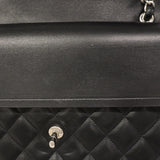 【6hd4235】シャネル ショルダーバッグ デカマトラッセ Wフラップ Wチェーン ラムスキン ブラック シルバー金具【中古】レディース