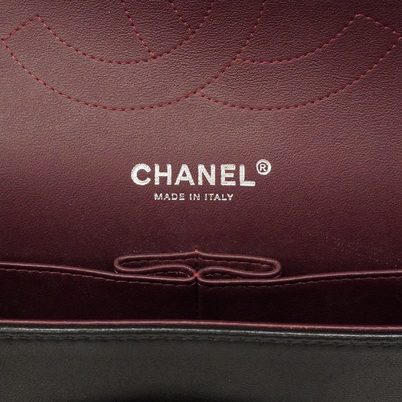 【6hd4235】シャネル ショルダーバッグ デカマトラッセ Wフラップ Wチェーン ラムスキン ブラック シルバー金具【中古】レディース
