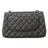 【6hd4235】シャネル ショルダーバッグ デカマトラッセ Wフラップ Wチェーン ラムスキン ブラック シルバー金具【中古】レディース