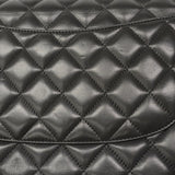 【6hd4235】シャネル ショルダーバッグ デカマトラッセ Wフラップ Wチェーン ラムスキン ブラック シルバー金具【中古】レディース