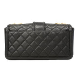 【6hd4236】シャネル ショルダーバッグ マトラッセ Wチェーン ラムスキン ブラック ゴールド金具【中古】レディース