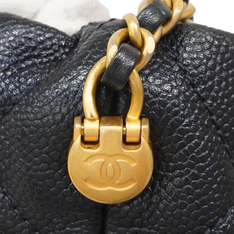 【6hd4237】シャネル ハンドバッグ マトラッセ チェーンショルダー キャビアスキン ネイビー ゴールド金具 2wayバッグ【中古】レディース