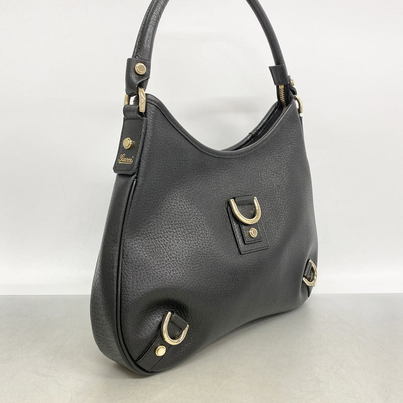 【6hd4240-k】グッチ ショルダーバッグ アビー 130738 レザー ブラック シャンパンゴールド金具【中古】レディース