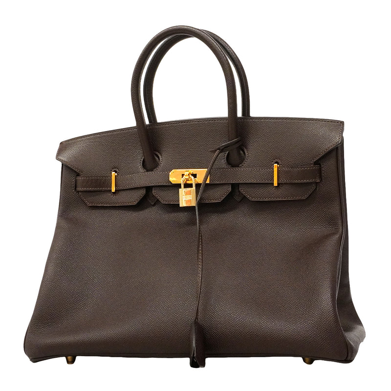 【6hd4250】エルメス ハンドバッグ バーキン35 ヴォーエプソン マカサー ゴールド金具 □H刻印【中古】レディース