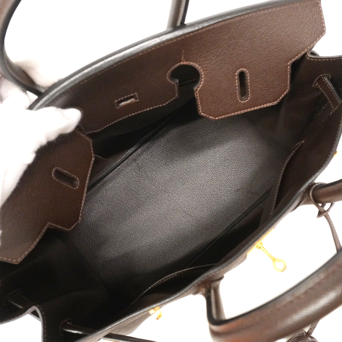 【6hd4250】エルメス ハンドバッグ バーキン35 ヴォーエプソン マカサー ゴールド金具 □H刻印【中古】レディース