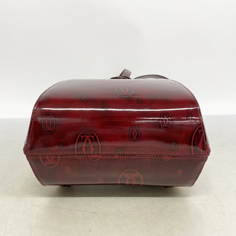 【6hd4252】カルティエ リュック・デイパック ハッピーバースデー エナメル ボルドー ゴールド金具【中古】レディース
