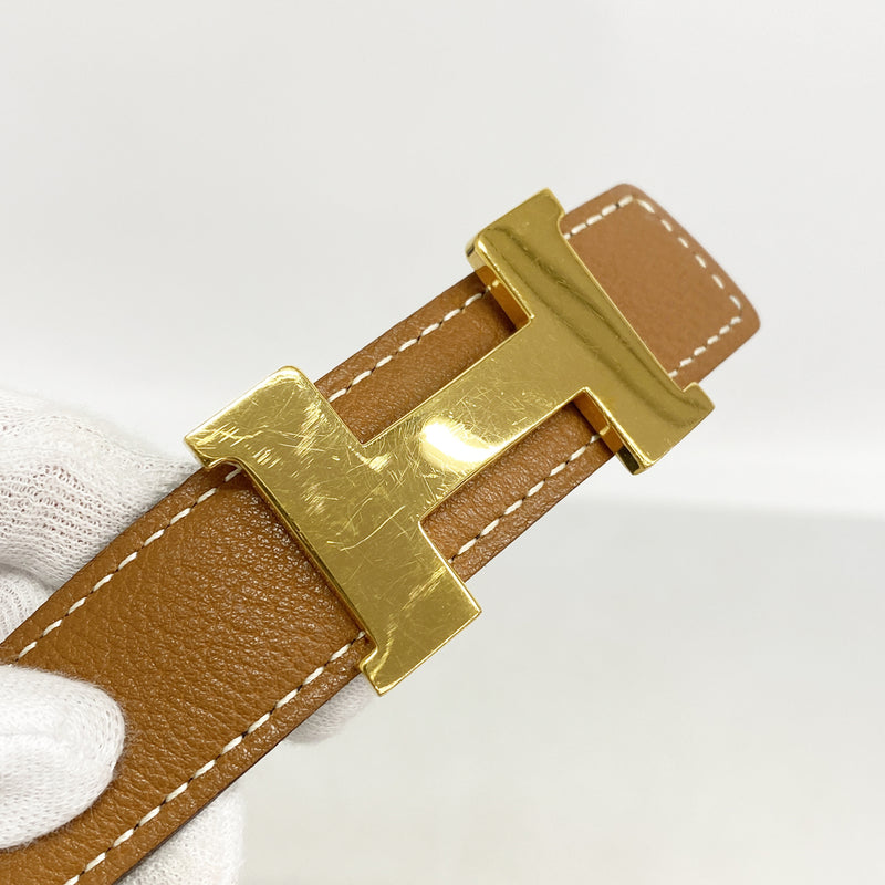 【6hd4253】エルメス ベルト コンスタンスベルト トゴ ボックスカーフ ブラック ナチュラル ゴールド金具 □C刻印【中古】メンズ レディース ユニセックス