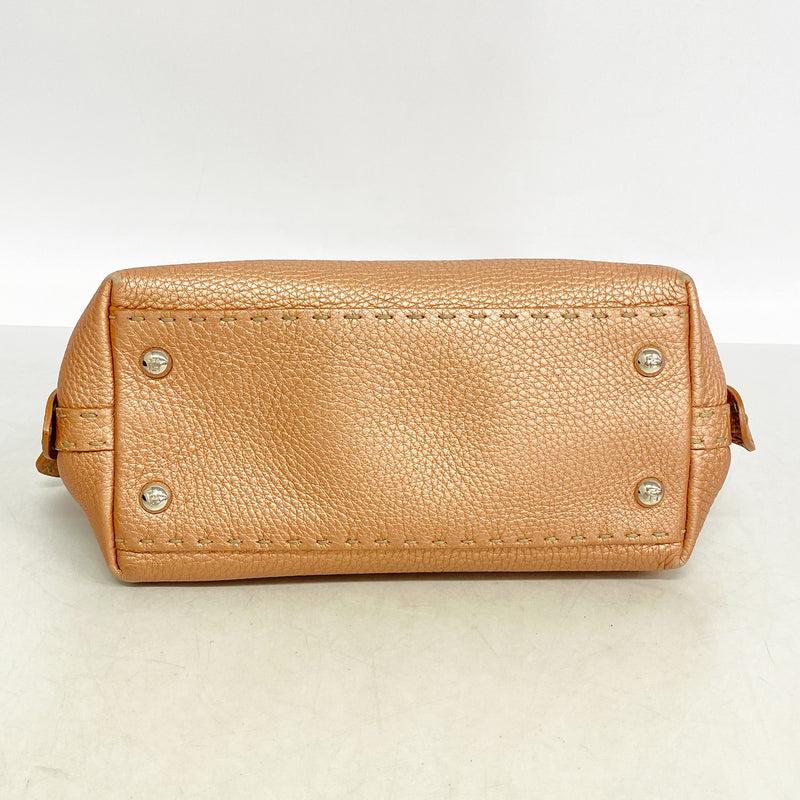 【6hd4263】フェンディ ハンドバッグ セレリア レザー ピンク シルバー金具【中古】レディース