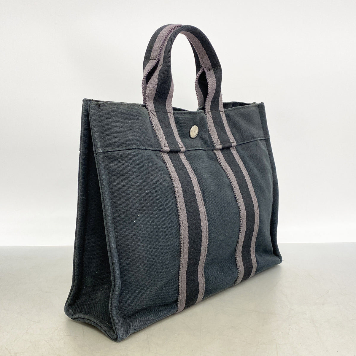 【6hd4273】エルメス ハンドバッグ フールトゥPM キャンバス ブラック シルバー金具【中古】レディース